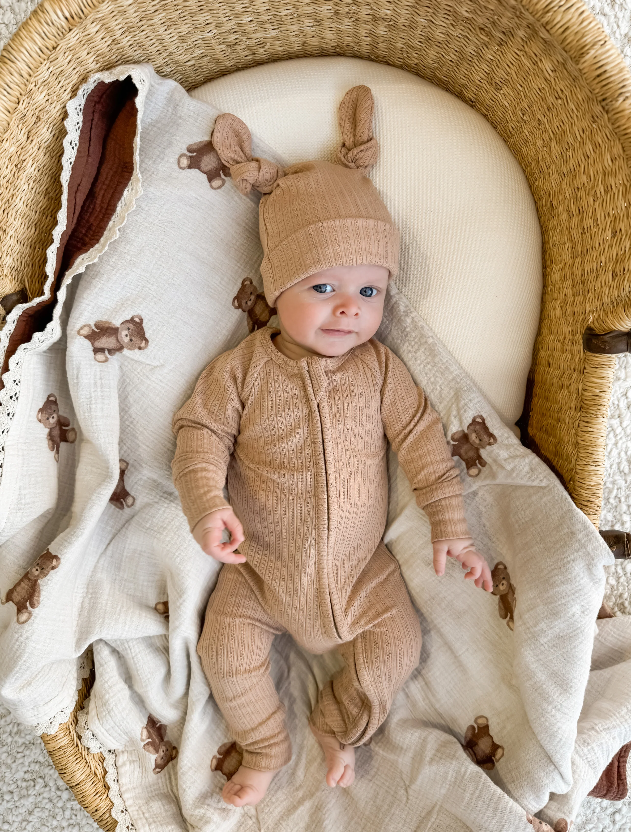 Double Knot Beanie | Teddy Ribbed Pointelle - Image 3